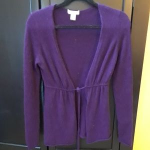 Simply Cashmere Purple Open Front Tie Cardigan S
